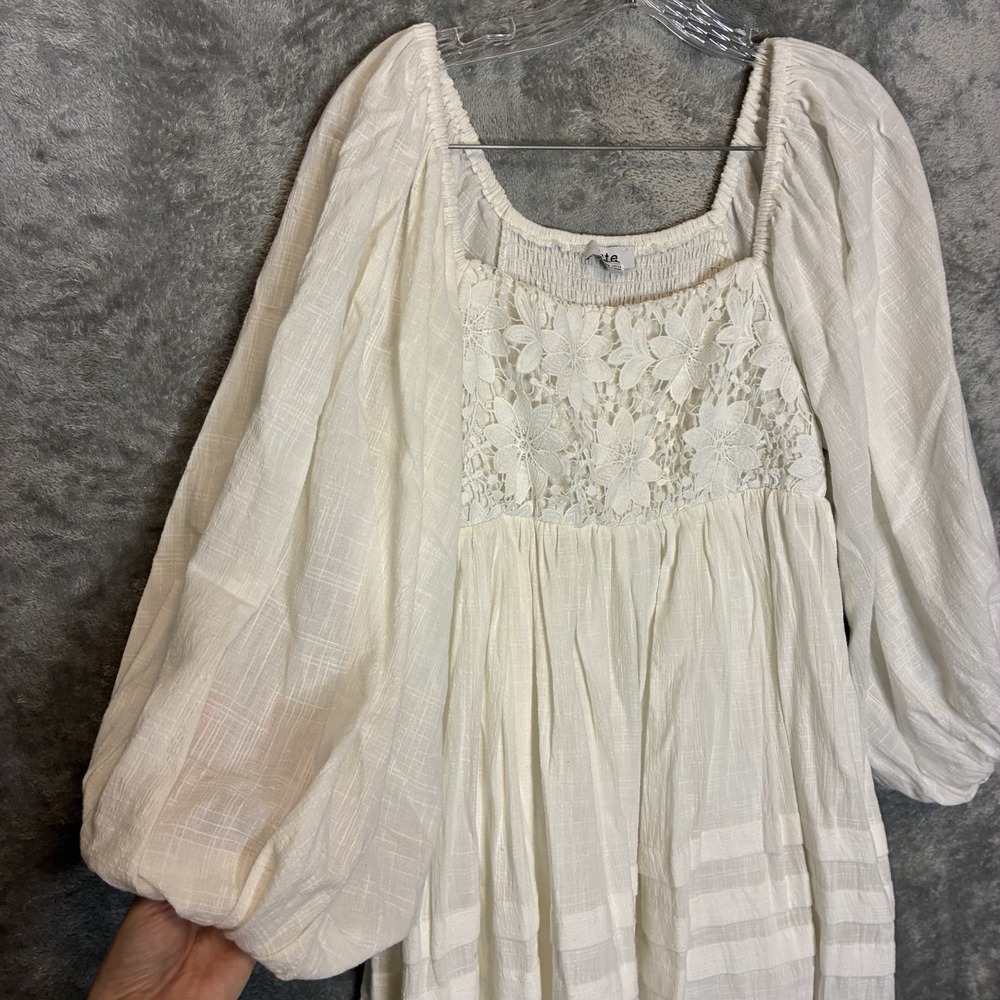 Womens Babydoll Mini Dress S Ethereal Angelic Whimsical Peasant Fairycore Lace